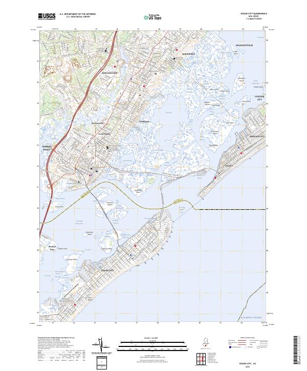 Ocean City topographic map thumbnail