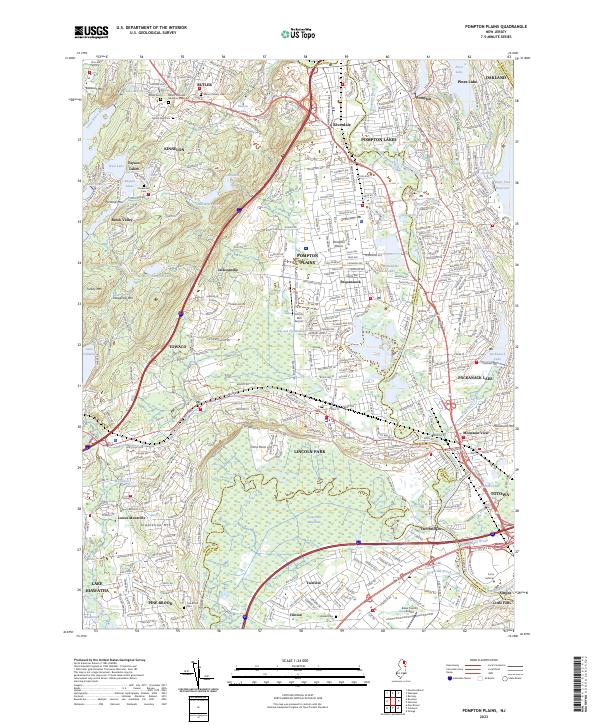 Pompton Plains topographic map thumbnail