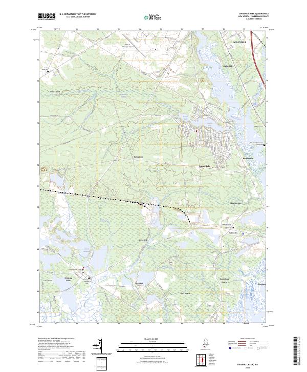 Dividing Creek topographic map thumbnail