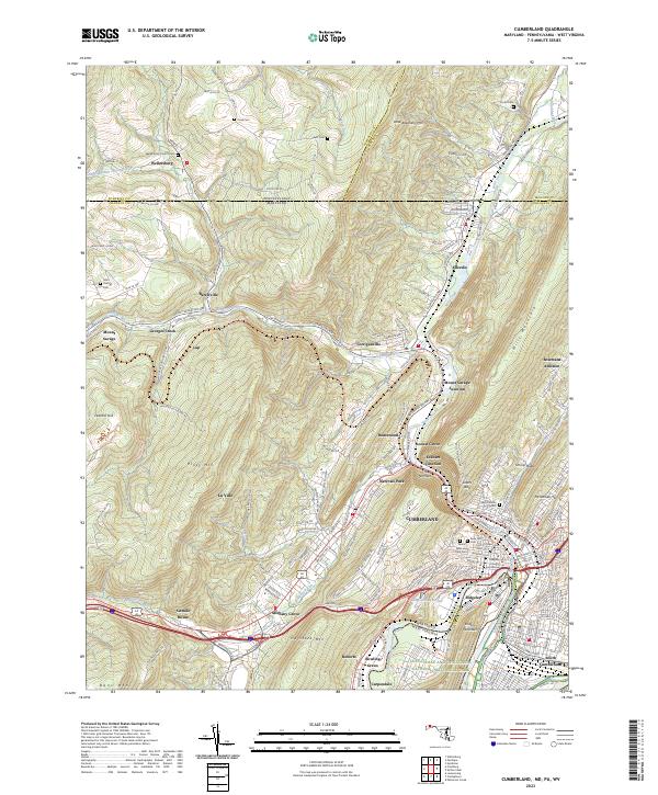 Cumberland topographic map thumbnail