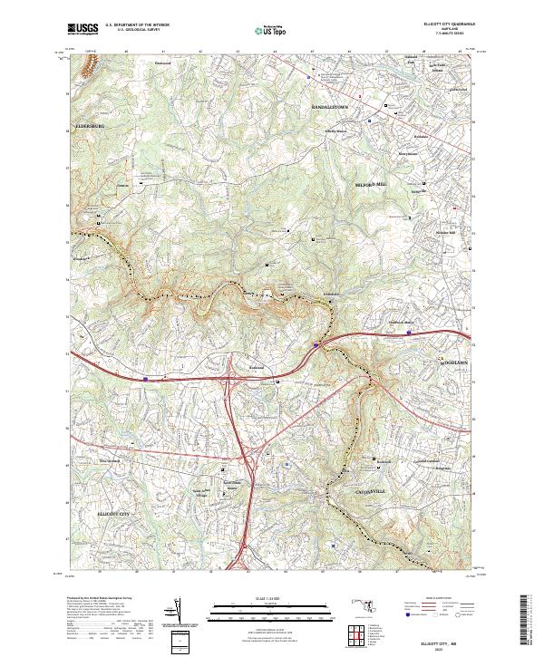 Ellicott City topographic map thumbnail