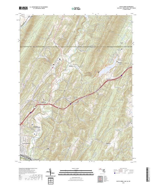 Evitts Creek topographic map thumbnail