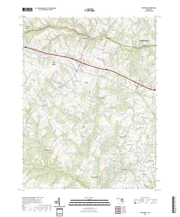 Woodbine topographic map thumbnail