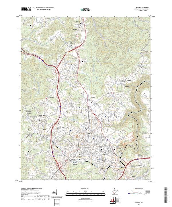 Beckley topographic map thumbnail
