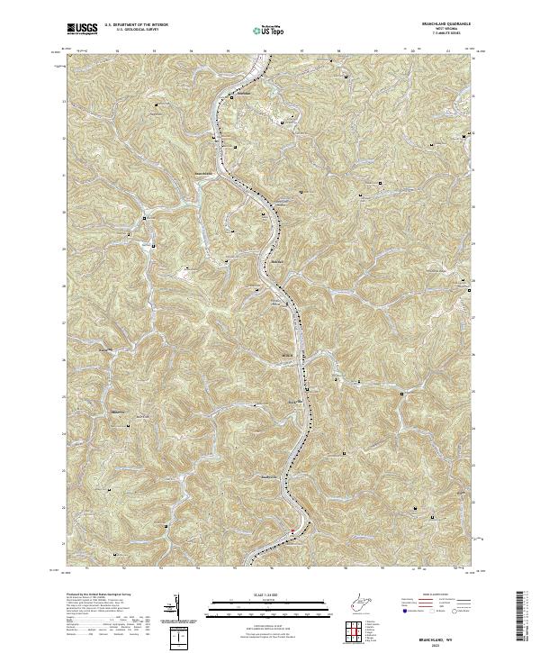 Branchland topographic map thumbnail