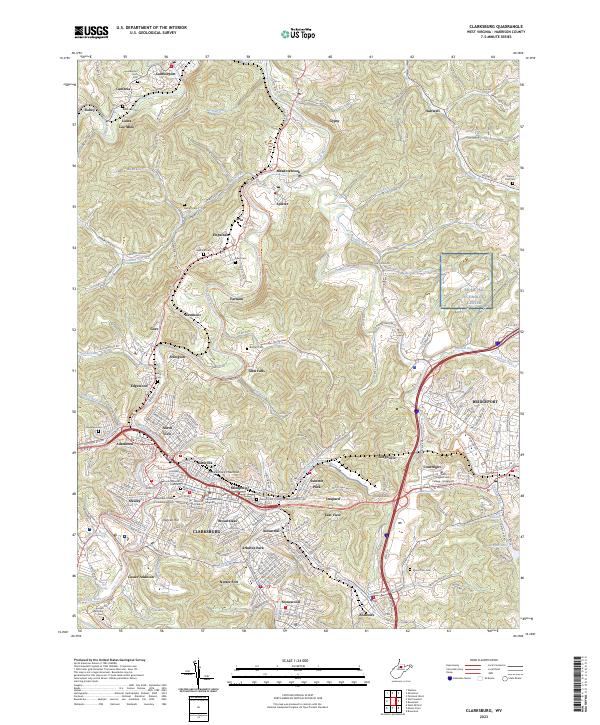 Clarksburg topographic map thumbnail