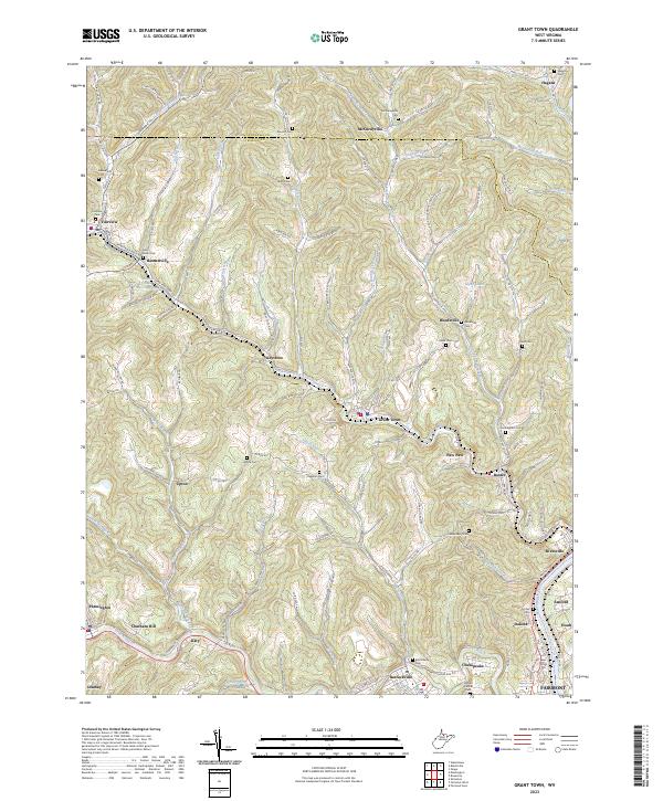 Grant Town topographic map thumbnail