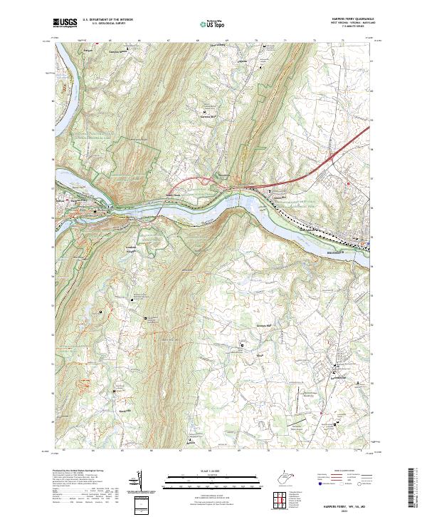 Harpers Ferry topographic map thumbnail