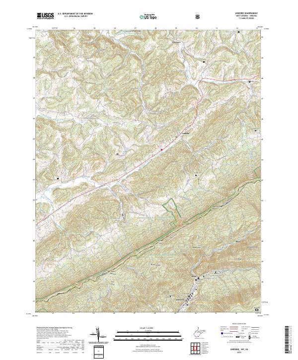 Lindside topographic map thumbnail