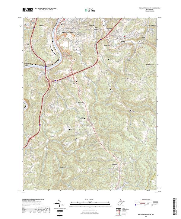 Morgantown South topographic map thumbnail