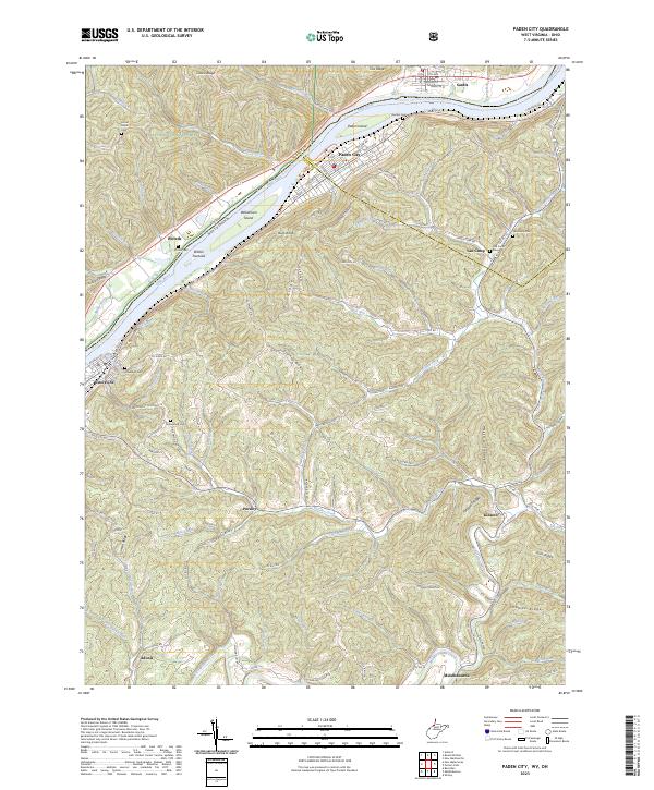 Paden City topographic map thumbnail