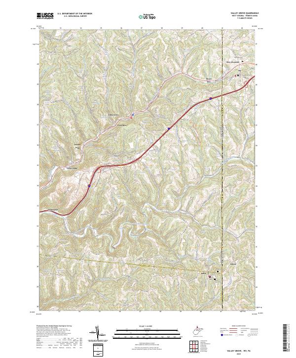 Valley Grove topographic map thumbnail