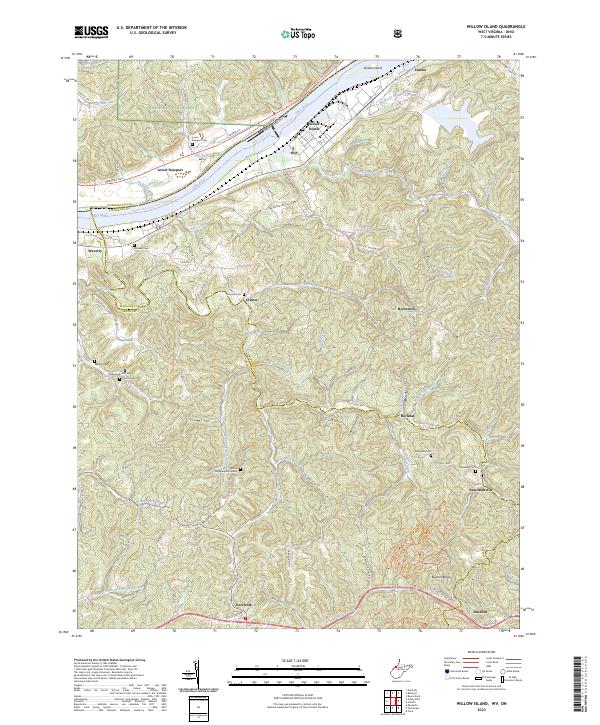 Willow Island topographic map thumbnail