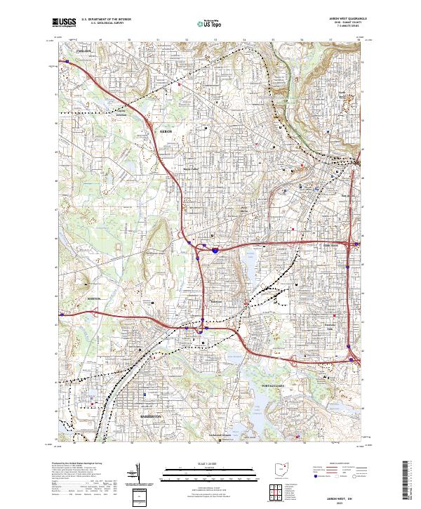 Akron West topographic map thumbnail