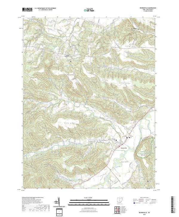 Bourneville topographic map thumbnail