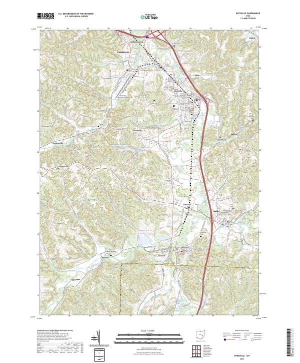 Byesville topographic map thumbnail