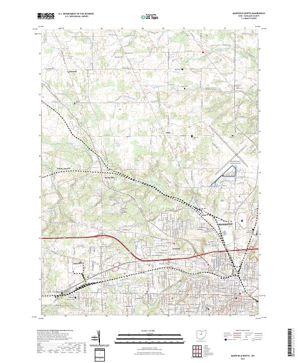 Mansfield North topographic map thumbnail