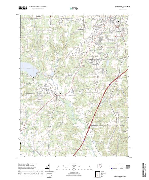 Mansfield South topographic map thumbnail