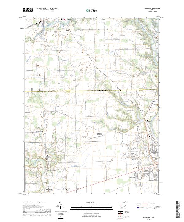 Piqua West 2023 topographic map thumbnail