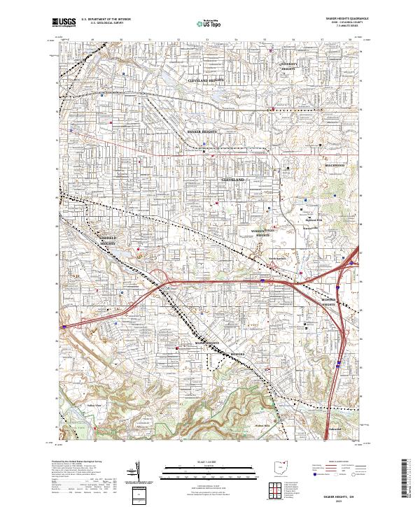 Shaker Heights 2023 topographic map thumbnail