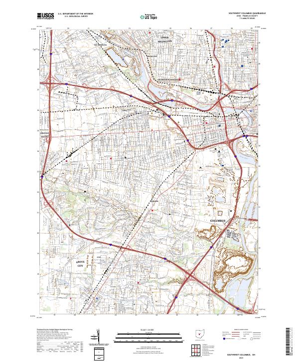 Southwest Columbus 2023 topographic map thumbnail