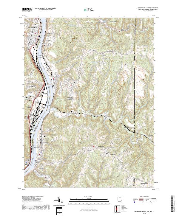 Steubenville East 2023 topographic map thumbnail