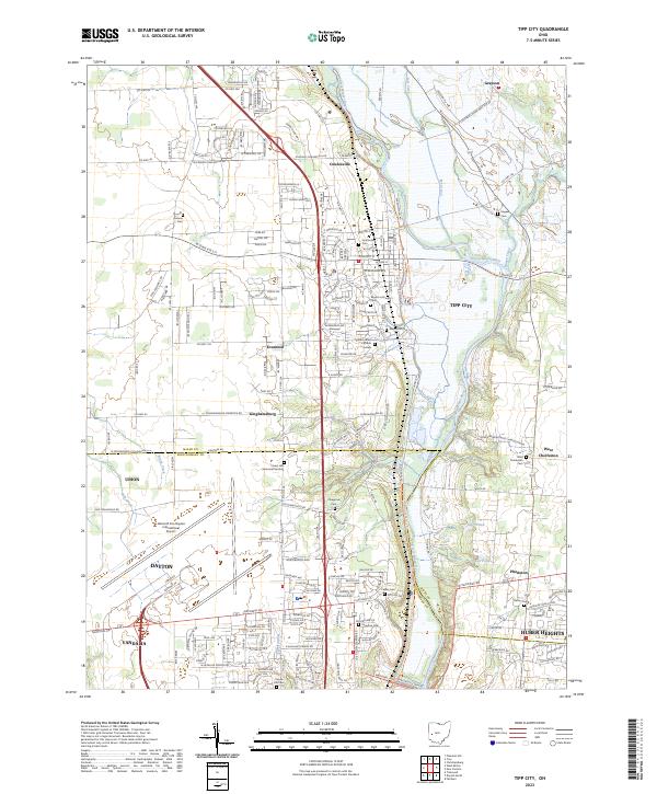 Tipp City 2023 topographic map thumbnail