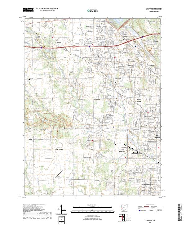 Trotwood 2023 topographic map thumbnail
