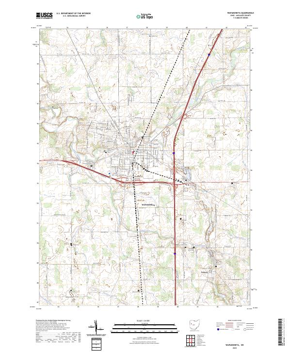 Wapakoneta 2023 topographic map thumbnail