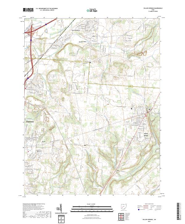Yellow Springs 2023 topographic map thumbnail