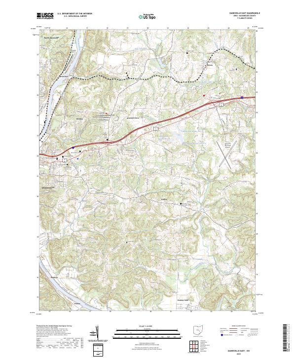 Zanesville East topographic map thumbnail