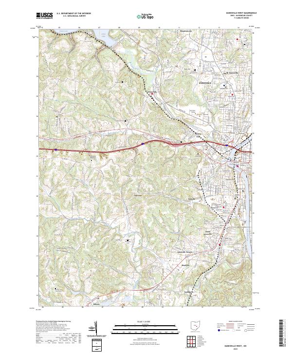 Zanesville West topographic map thumbnail
