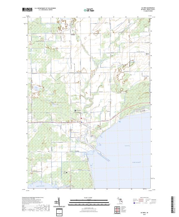 Au Gres topographic map thumbnail