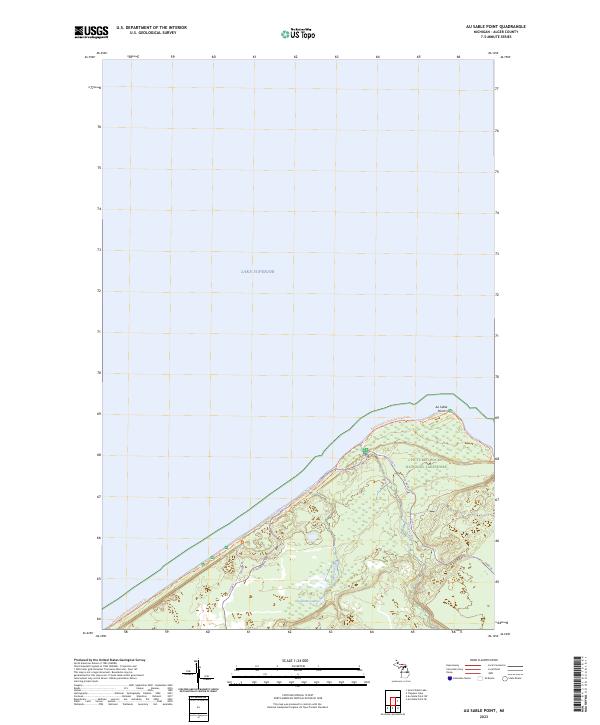 Au Sable Point topographic map thumbnail