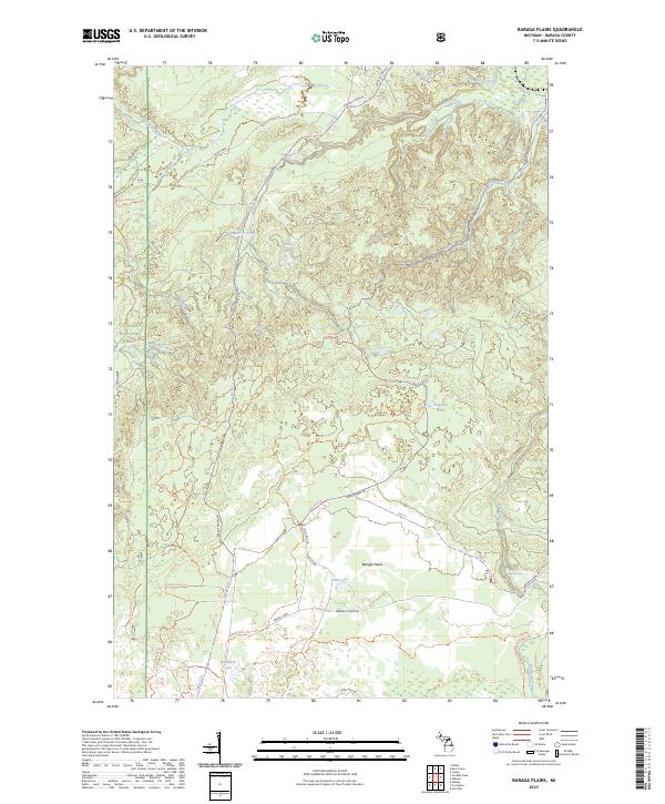 Baraga Plains topographic map thumbnail