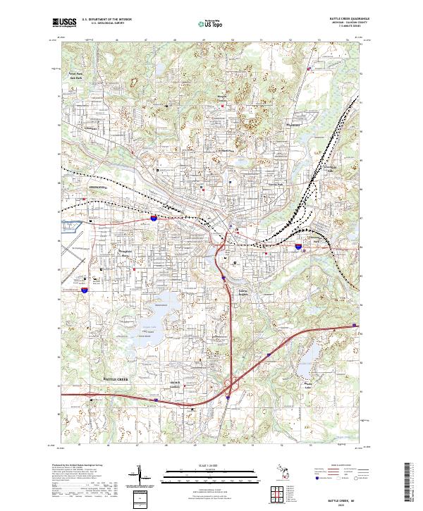 Battle Creek topographic map thumbnail