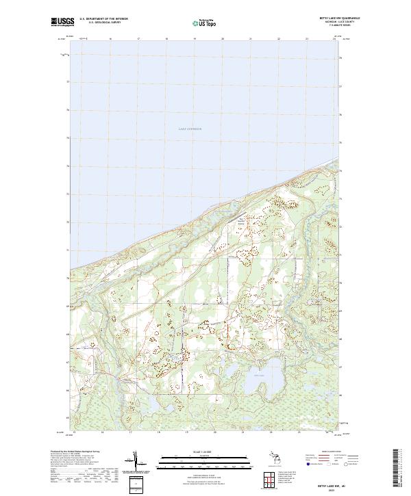 Betsy Lake NW topographic map thumbnail
