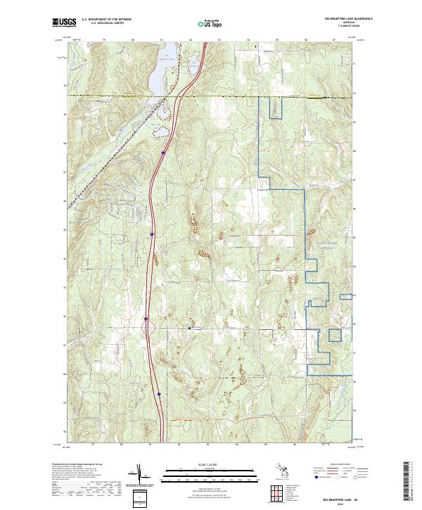 Big Bradford Lake topographic map thumbnail