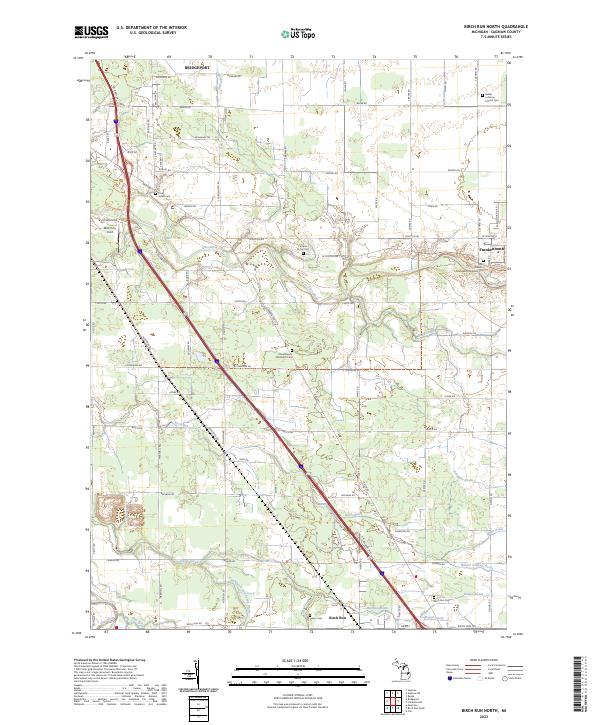 Birch Run North topographic map thumbnail