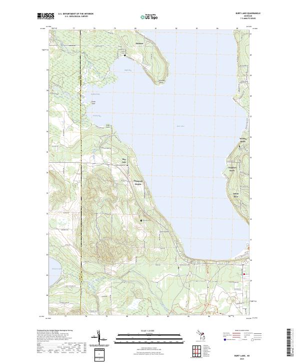 Burt Lake topographic map thumbnail