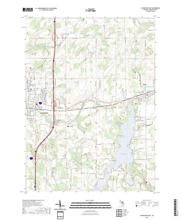 Coldwater East topographic map thumbnail
