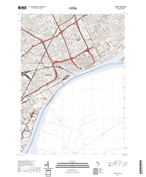 Detroit topographic map thumbnail