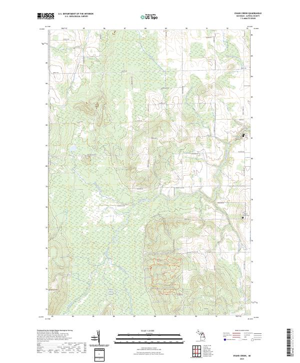 Evans Creek topographic map thumbnail