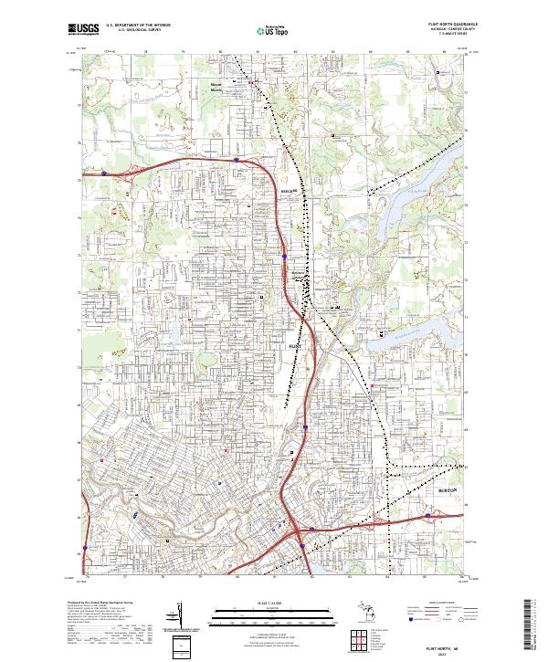 Flint North topographic map thumbnail