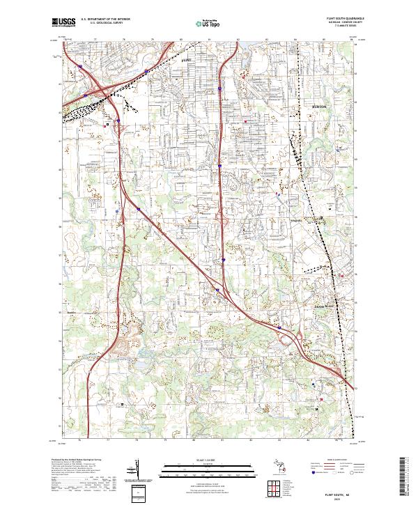 Flint South topographic map thumbnail