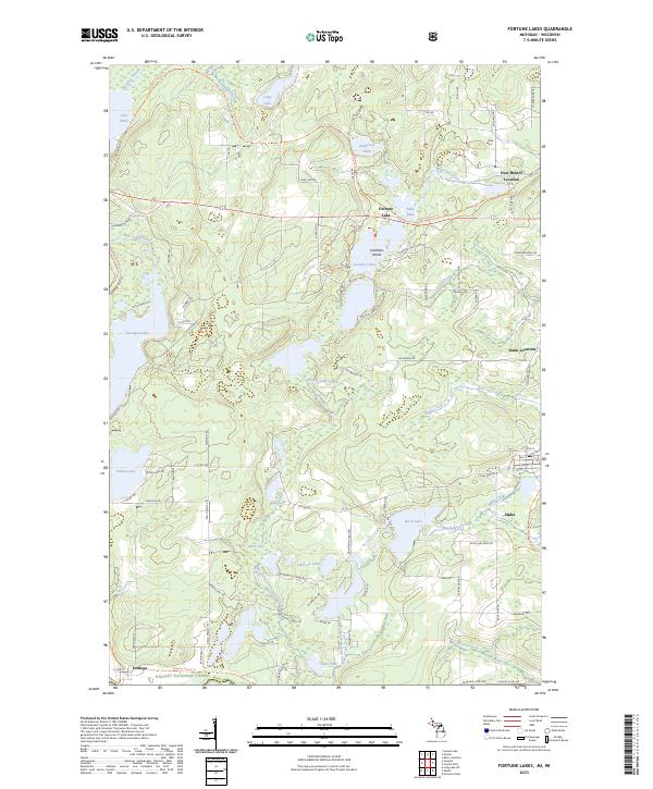 Fortune Lakes topographic map thumbnail