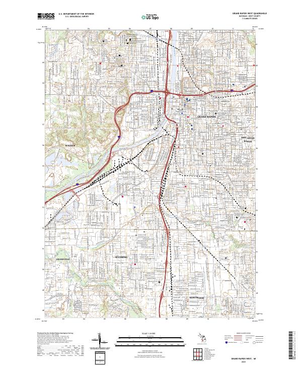 Grand Rapids West topographic map thumbnail