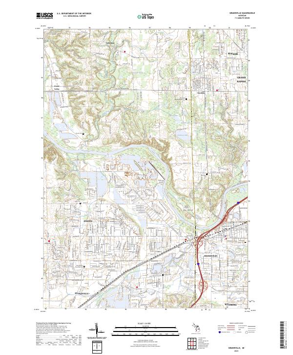 Grandville topographic map thumbnail