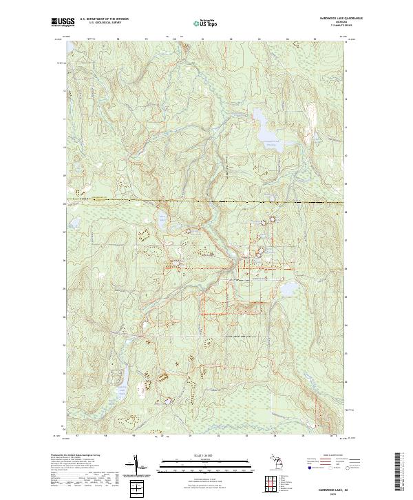 Hardwood Lake topographic map thumbnail
