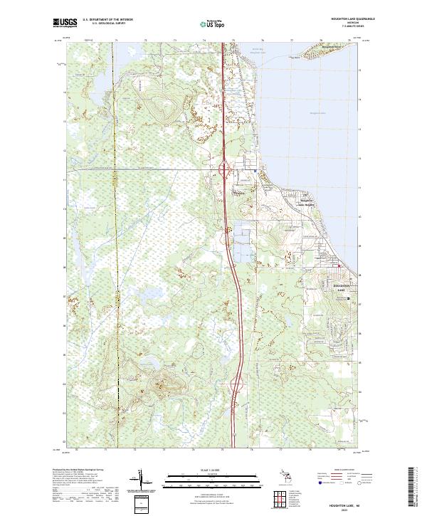 Houghton Lake topographic map thumbnail